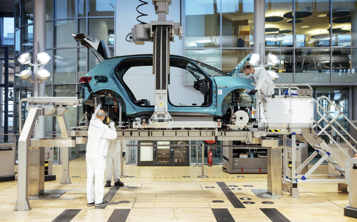 An EV factory during production